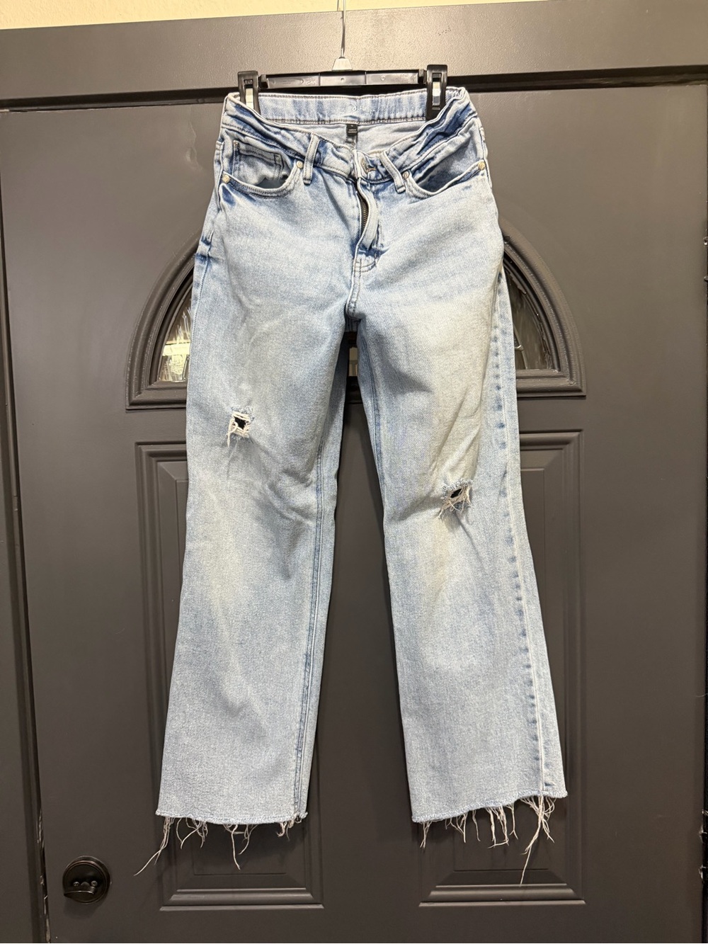 Light Blue Distressed Straight-Leg Girl’s Jeans
